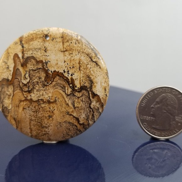 Large Picture Jasper * 48.23 x 5.73mm * Drilled Cabochon * Round Pendant Stone - Picture 7 of 12